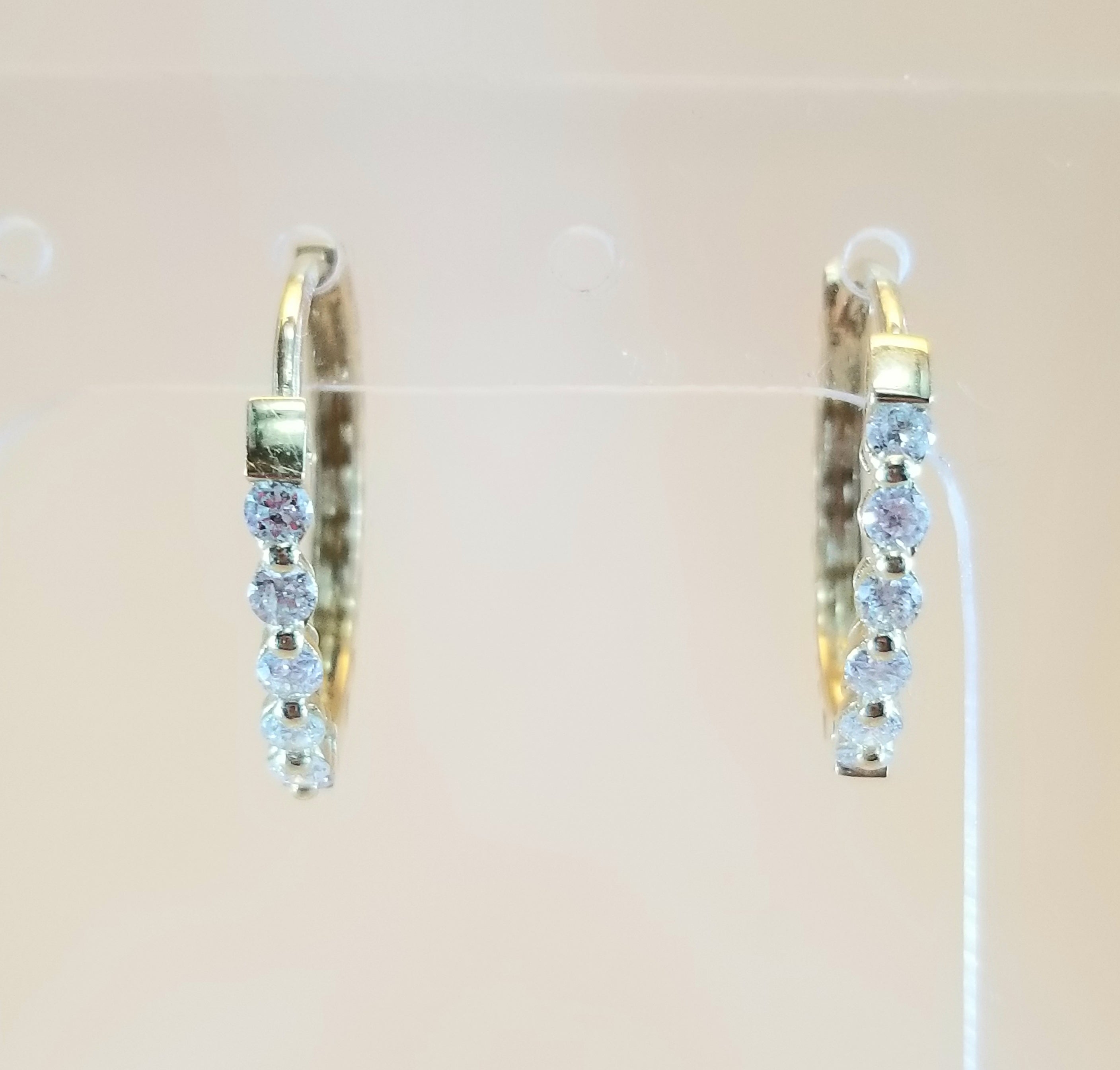 14k Yellow Gold & Diamond Huggie Earrings
