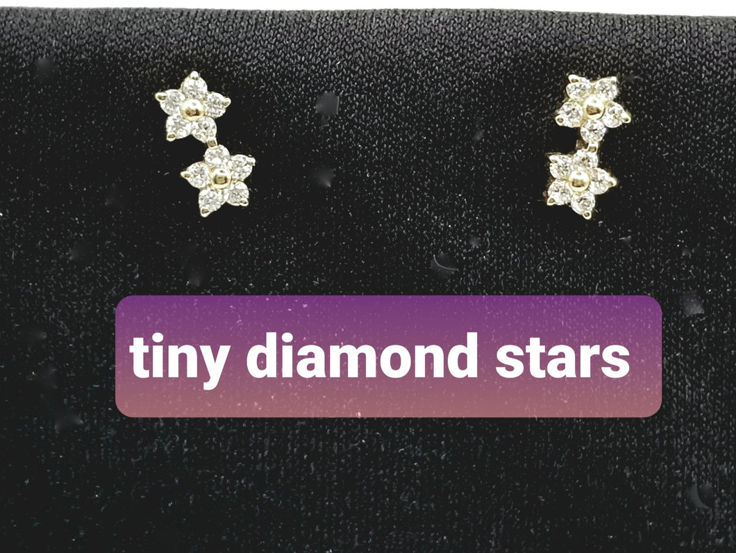 Adorable Tiny Diamond Flower Earrings
