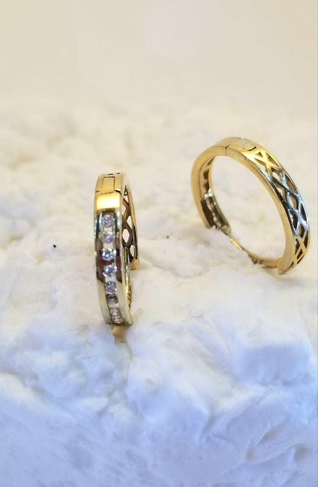 Gold & Diamond Huggie Earrings