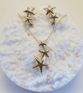 Cascading 14k Star Earrings