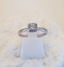 Load image into Gallery viewer, Canadian Rocks Princess Cut Halo Ring In 10k Gold
