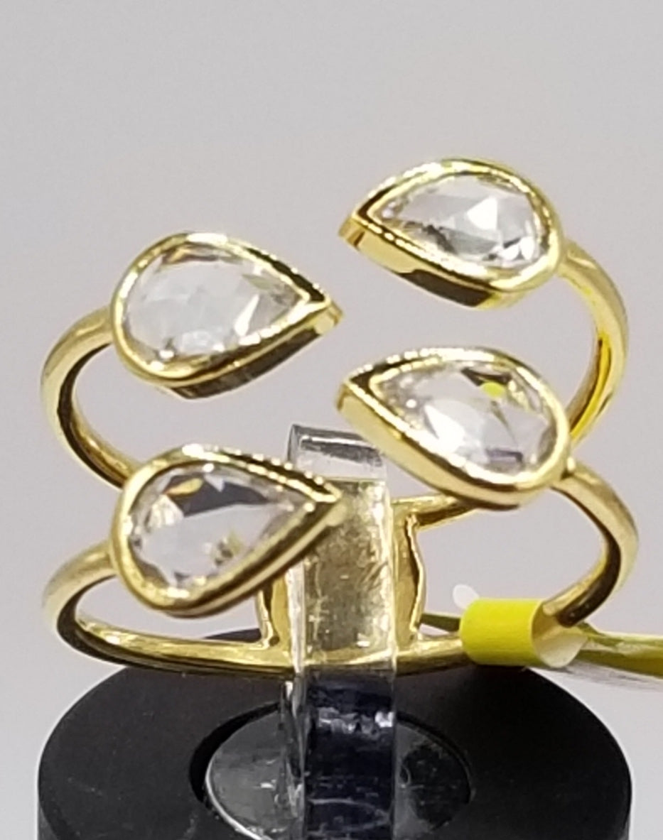 14k Rose Cut White Sapphire Ring