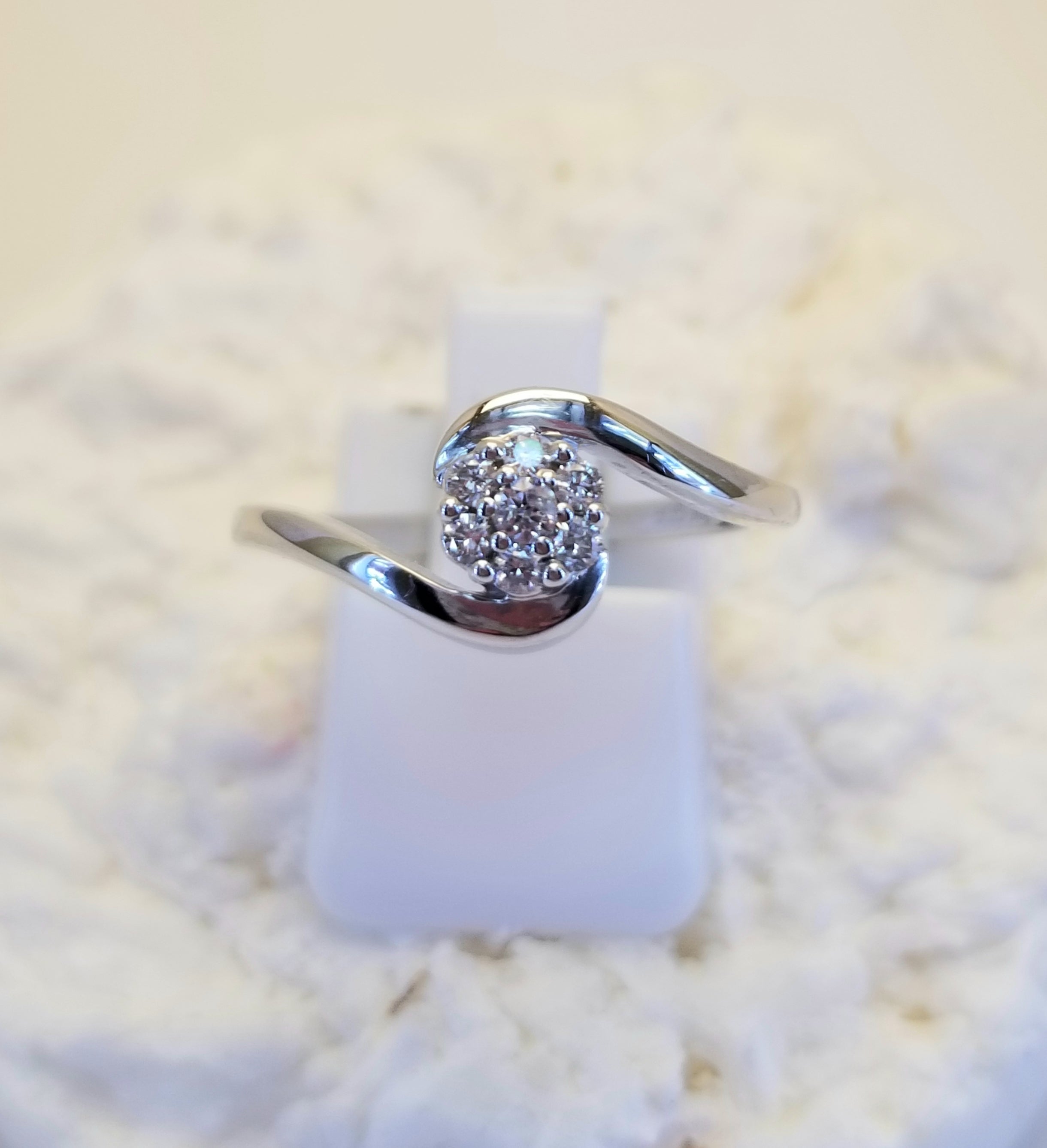 10k White Diamond By Pass Ring
