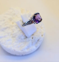 Load image into Gallery viewer, 14k White Gold Cushion Cut Amethyst Ring
