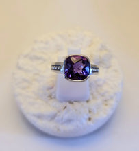 Load image into Gallery viewer, 14k White Gold Cushion Cut Amethyst Ring
