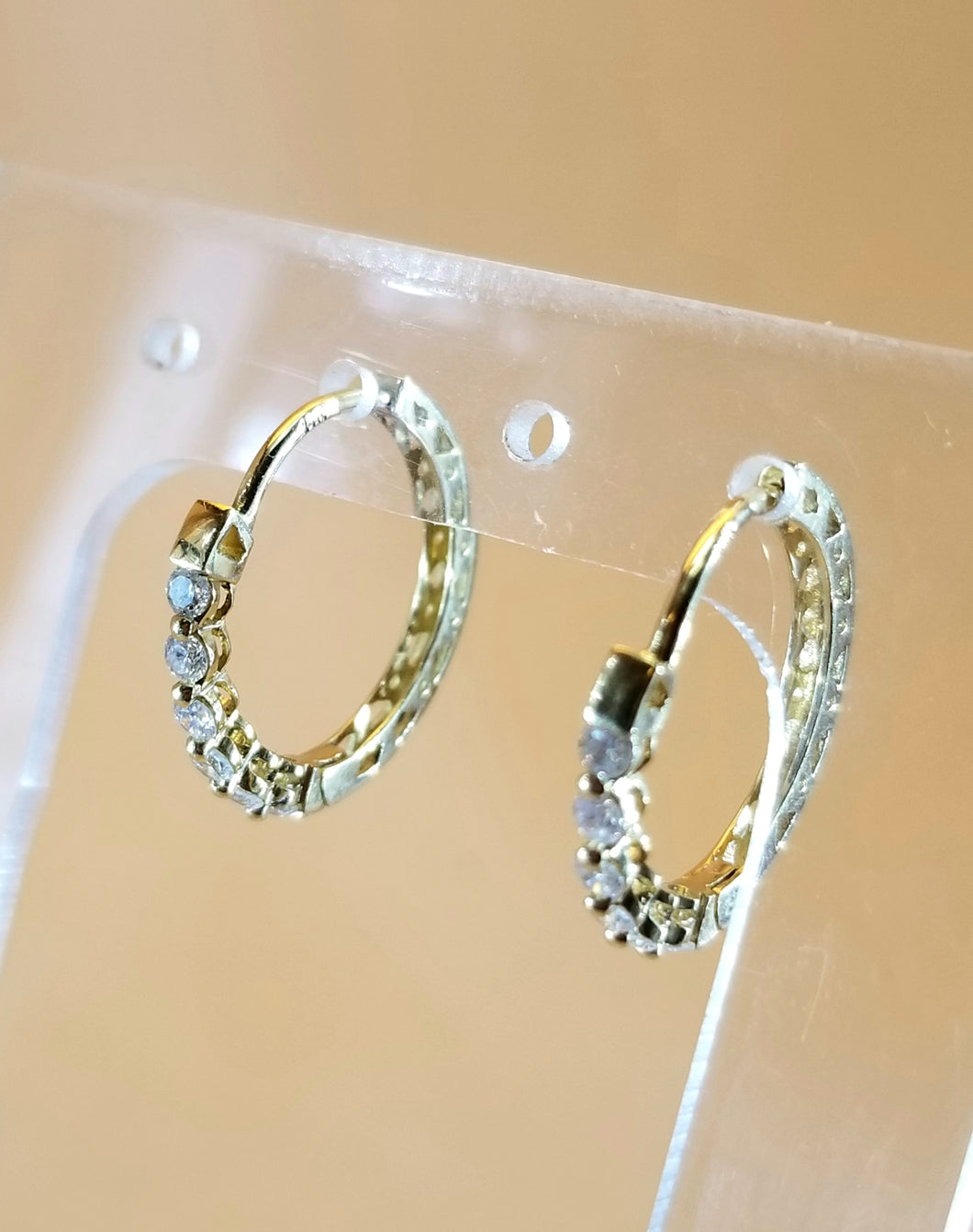 14k Yellow Gold & Diamond Huggie Earrings