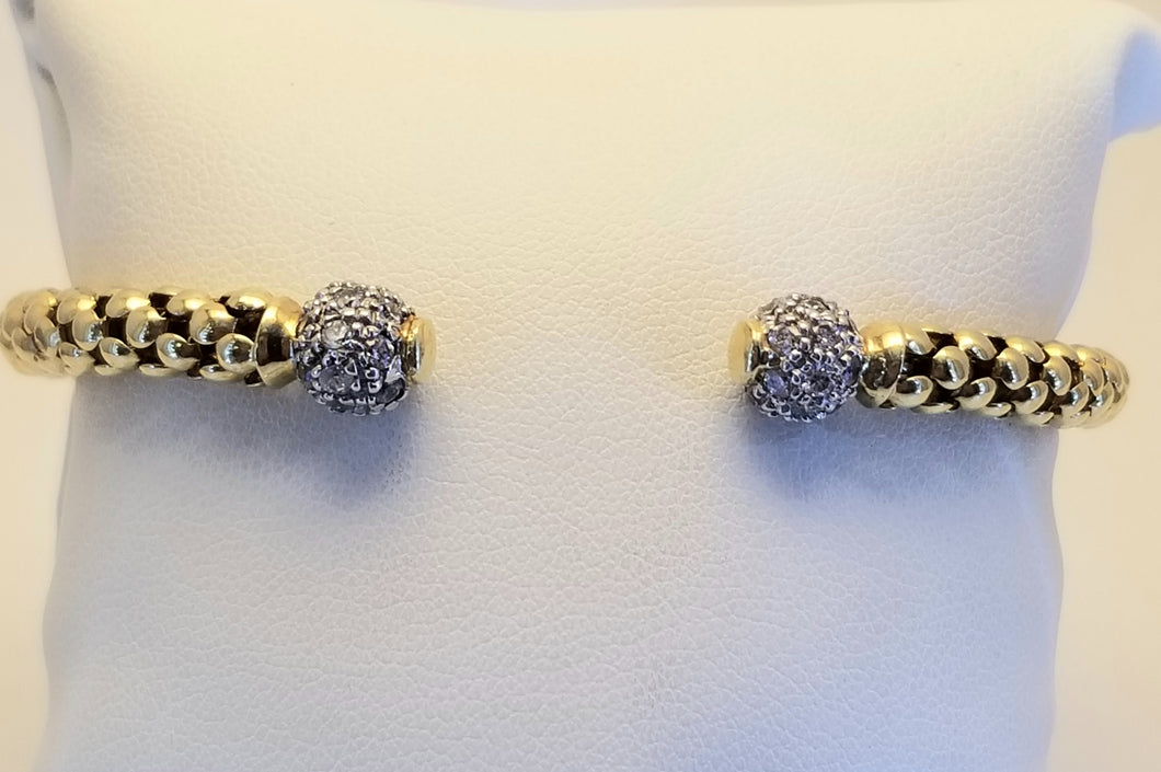 14k Italian Yellow Gold & Diamond Mesh Bracelet
