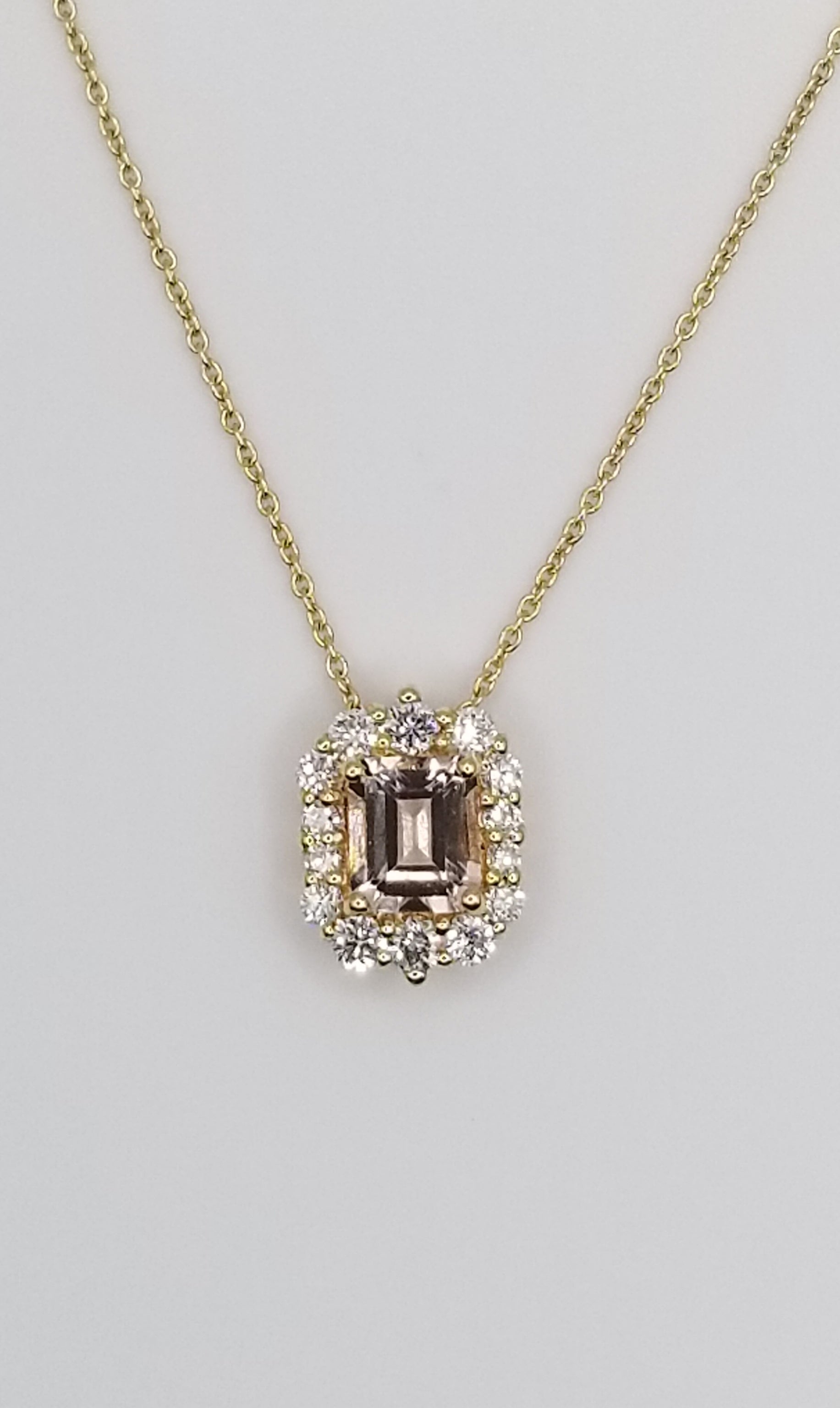 Morganite & Diamond Gold Pendant