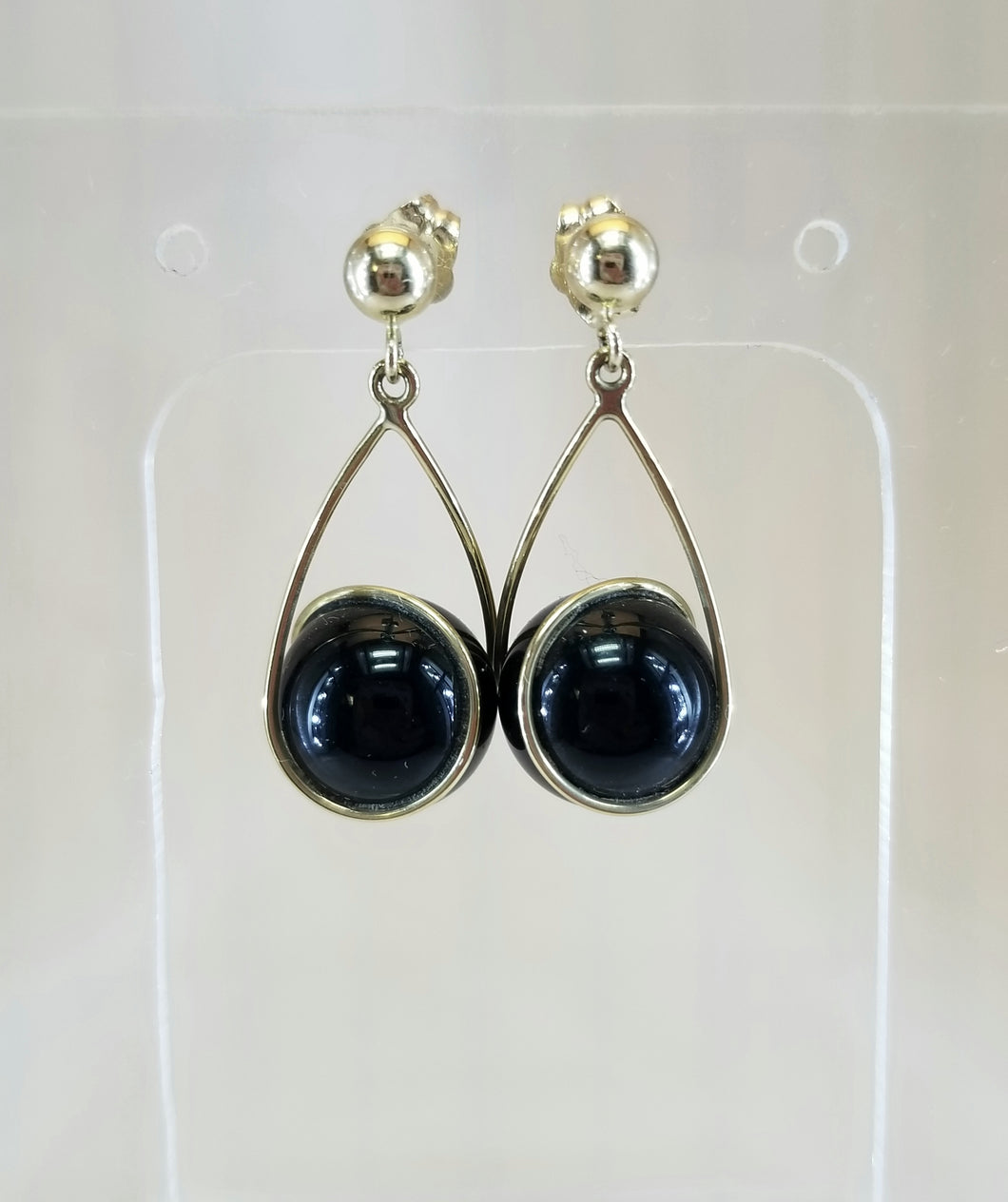 14k yellow gold & onyx earrings