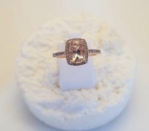 Morganite & Diamond 10k Rose Gold Ring